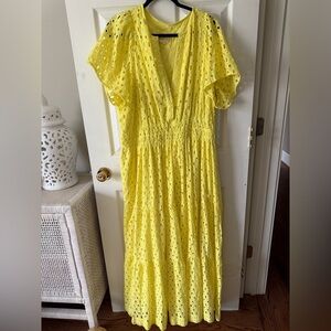 Anthropologie Sunny Yellow Eyelet SOMERSET  Dress